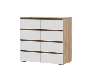 Комод Хелен КМ-04 (8 ящиков) - Белый/Дуб крафт золотой (Стендмебель)