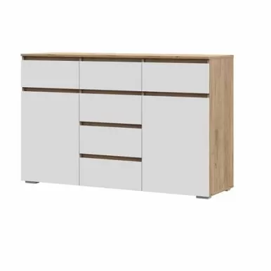 Комод Хелен КМ-05 (6 ящиков) - Белый/Дуб крафт золотой (Стендмебель)