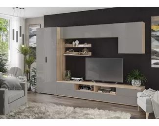 Гостиная Лия 2 со шкафом - Сонома / Графит (Рикко)