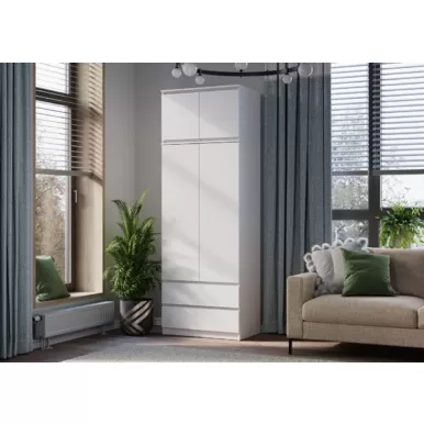 Шкаф 2-х створчатый Симпл с тумбой - Белый (BTS)