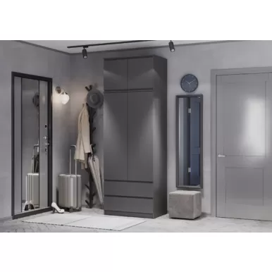 Шкаф 2-х створчатый Симпл с тумбой - Графит (BTS)