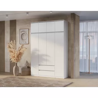 Шкаф 4-х створчатый Симпл с тумбой - Белый (BTS)