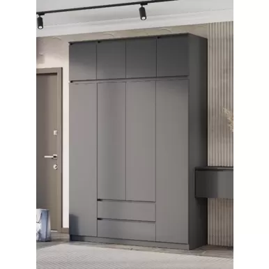 Шкаф 4-х створчатый Симпл с тумбой - Графит (BTS)