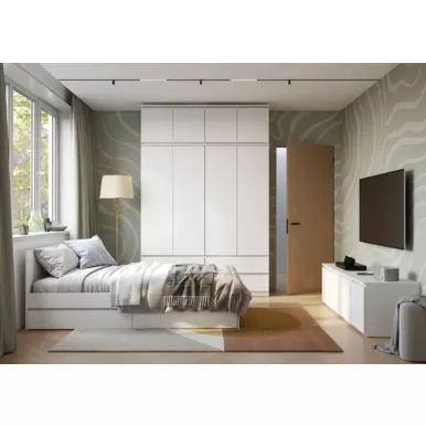 Спальный гарнитур Симпл - Комплект 1 - Белый (BTS)