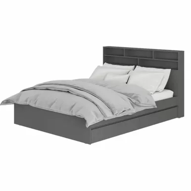 Кровать 1,6 м Симпл КР-17 с надстройкой - Графит (BTS)