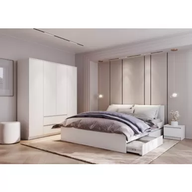 Спальный гарнитур Симпл - Комплект 8 - Белый (BTS)