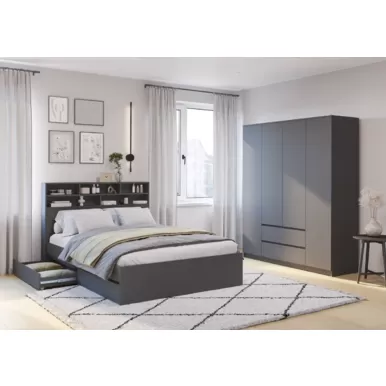 Спальный гарнитур Симпл - Комплект 10 - Графит (BTS)