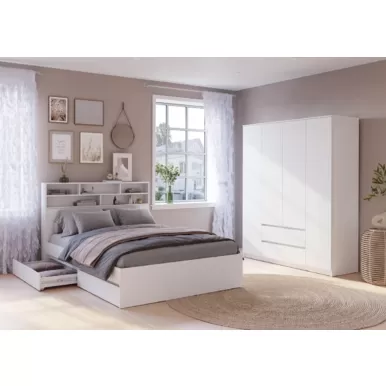 Спальный гарнитур Симпл - Комплект 3 - Белый (BTS)