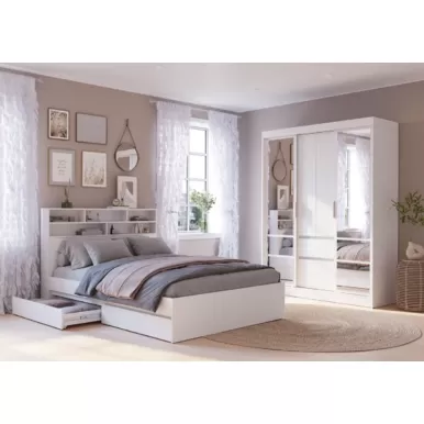 Спальный гарнитур Симпл - Комплект 12 - Белый (BTS)