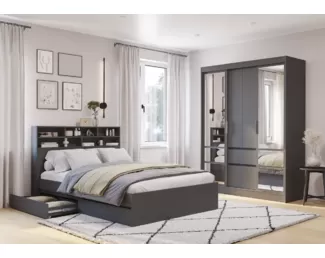 Спальный гарнитур Симпл - Комплект 12 - Графит (BTS)