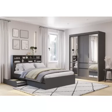 Спальный гарнитур Симпл - Комплект 12 - Графит (BTS)