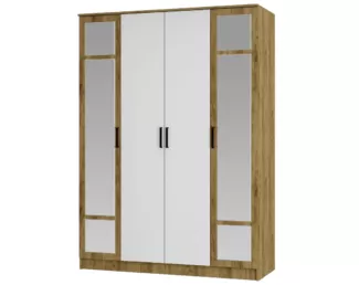 Шкаф 4-х створчатый Евро ШК-11 - Белый / Крафт (BTS)