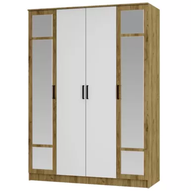 Шкаф 4-х створчатый Евро ШК-11 - Белый / Крафт (BTS)