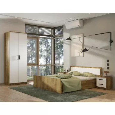 Спальный гарнитур Евро - Комплект 2 - Белый / Крафт (BTS)