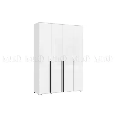 Шкаф 4-х створчатый Норд (1600) - Белый / Белый глянец (МИФ)