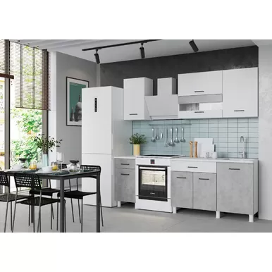 Кухонный гарнитур Trend 1.6м (0.4м+1.2м) ЛДСП - Белый/Бетон (Горизонт)