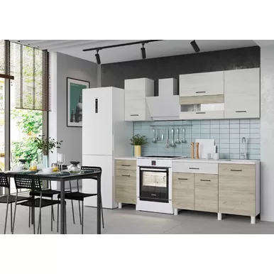 Кухонный гарнитур Trend 1.6м (0.4м+1.2м) ЛДСП - Крафт белый/Крафт серый (Горизонт)