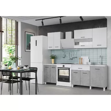 Кухонный гарнитур Trend 1.8м (0.6м+1.2м) ЛДСП - Белый/Бетон (Горизонт)