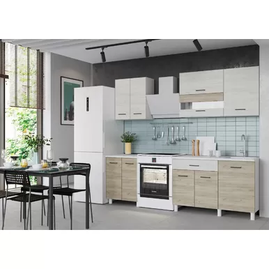 Кухонный гарнитур Trend 1.8м (0.6м+1.2м) ЛДСП - Крафт белый/Крафт серый (Горизонт)