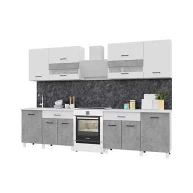 Кухонный гарнитур Trend 2.4м (1.2м+1.2м) ЛДСП - Белый/Бетон (Горизонт)