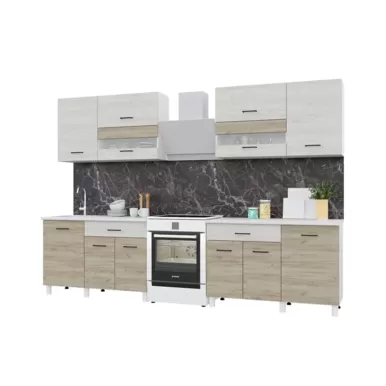 Кухонный гарнитур Trend 2.4м (1.2м+1.2м) ЛДСП - Крафт белый/Крафт серый (Горизонт)