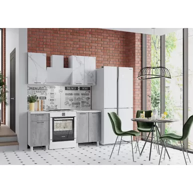 Кухонный гарнитур Trend 1.0м (0.4м+0.6м) - Мрамор арктик/Бетон грей (Горизонт)