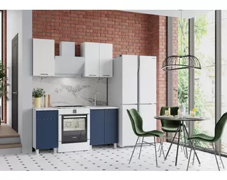 Кухонный гарнитур Trend 1.0м (0.4м+0.6м) - Холст молоко/Холст сапфир (Горизонт)