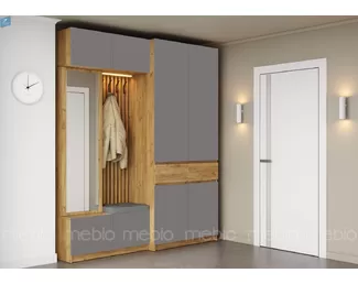 Прихожая Бостон - Комплект 2 - Дуб Крафт золотой / Серый Шифер (МК Стиль)