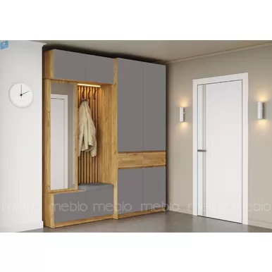 Прихожая Бостон - Комплект 2 - Дуб Крафт золотой / Серый Шифер (МК Стиль)