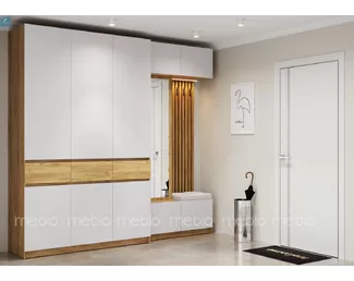 Прихожая Бостон - Комплект 3 - Дуб крафт золотой / Белый глянец (МК Стиль)