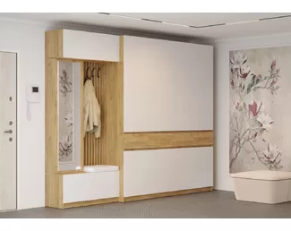 Прихожая Бостон - Комплект 4 - Дуб крафт золотой / Белый глянец (МК Стиль)