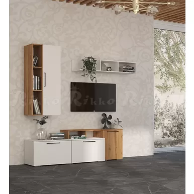 Гостиная Вильма - Комплект 1 - Дуб Вотан / Белый софт (Рикко)