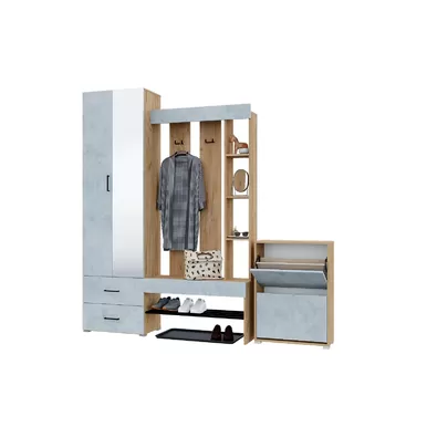 Прихожая Домино - Комплект 1 - Бетон/Дуб золотой крафт (Горизонт)