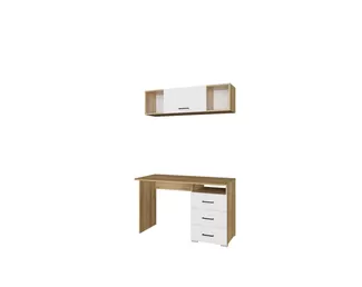 Письменный стол Ненси с навесной полкой Ненси 1200 - Белый глянец/Дуб золотой (Горизонт)