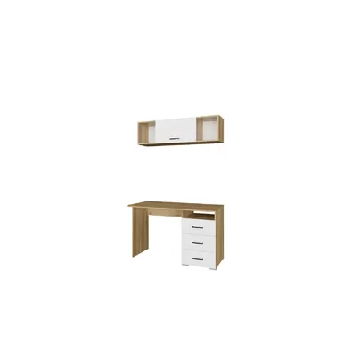Письменный стол Ненси с навесной полкой Ненси 1200 - Белый глянец/Дуб золотой (Горизонт)