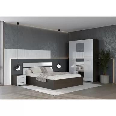 Спальня Ненси - Комплект 1 - Белый глянец/Венге (Горизонт)