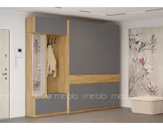 Прихожая Бостон - Комплект 4 - Дуб Крафт золотой / Серый Шифер (МК Стиль)