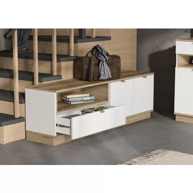 Тумба Юкки ТВ 1600 - Белый шагрень/Дуб делано (Стендмебель)