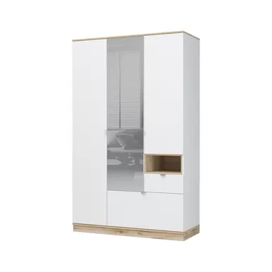 Шкаф Юкки 3х створчатый с зеркалом ШК 1Я 1350 - Белый шагрень /Дуб Делано (Стендмебель)