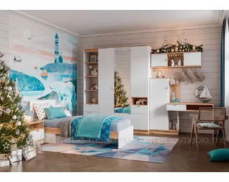 Детская комната Юкки - Комплект 2 - Белый шагрень/Дуб делано (Стендмебель)