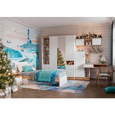 Детская комната Юкки - Комплект 2 - Белый шагрень/Дуб делано (Стендмебель)