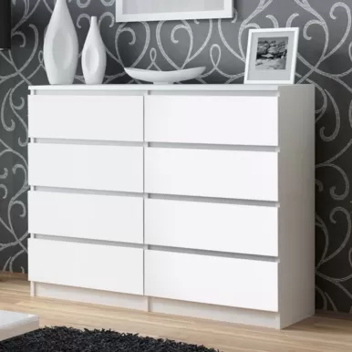 Комод Аванта 1200 (8 ящиков) - Белый шагрень (Рикко)