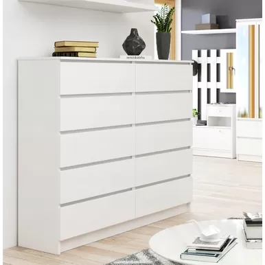 Комод Аванта 1200 (10 ящиков) - Белый шагрень (Рикко)