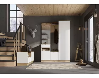 Прихожая Юкки - Комплект 2 - Белый шагрень/Дуб делано (Стендмебель)