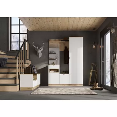 Прихожая Юкки - Комплект 2 - Белый шагрень/Дуб делано (Стендмебель)