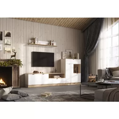 Гостиная Юкки - Комплект 2 - Белый шагрень/Дуб делано (Стендмебель)