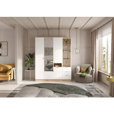 Шкафы Юкки - Комплект 1 - Белый шагрень/Дуб делано (Стендмебель)