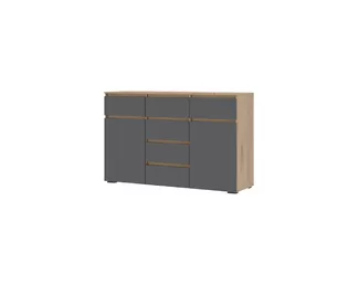 Комод Хелен КМ-05 (6 ящиков) - Графит серый/Дуб крафт золотой (Стендмебель)