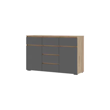 Комод Хелен КМ-05 (6 ящиков) - Графит серый/Дуб крафт золотой (Стендмебель)