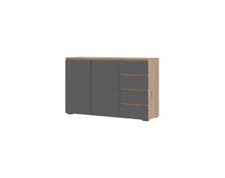 Комод Хелен КМ-06 (4 ящика) - Графит серый/Дуб крафт золотой (Стендмебель)